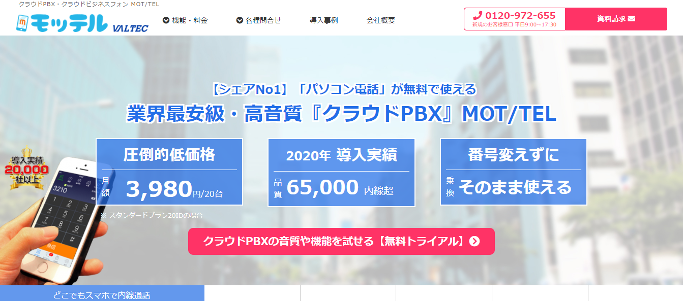 PBX一体型クラウド型CTI「モッテル」