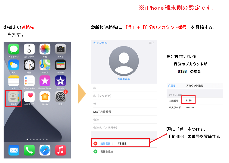 （iPhone版 MOT/Phone＋アプリ）「#内線番号」から着信が入ったり、着信履歴に残っているのですが？／内線番号から着信が入るのですがなぜですか？／着信拒否を設定したいのですが？