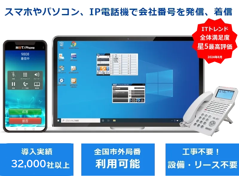 会社番号を使った発着信をスマホで利用可能なクラウドPBX「モッテル」。サービス開始以来8年契約数連続純増！使いやすさとDX推進により2025年も選ばれています