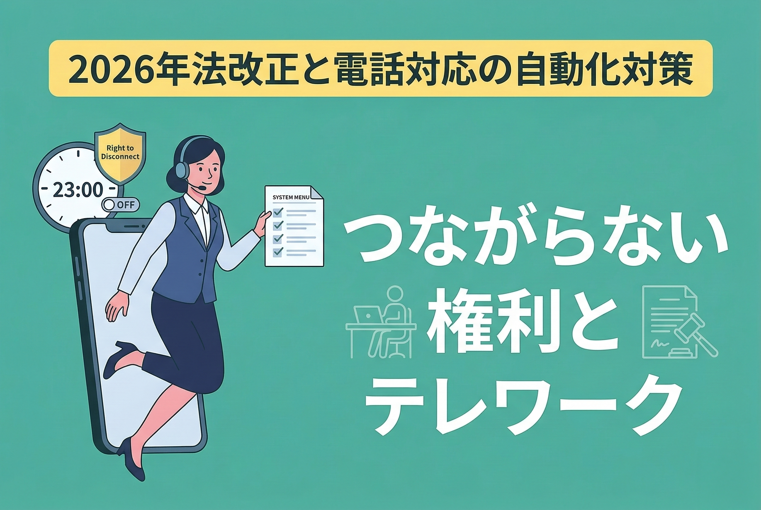 つながらない権利とテレワーク|2026年法改正と電話対応の自動化対策